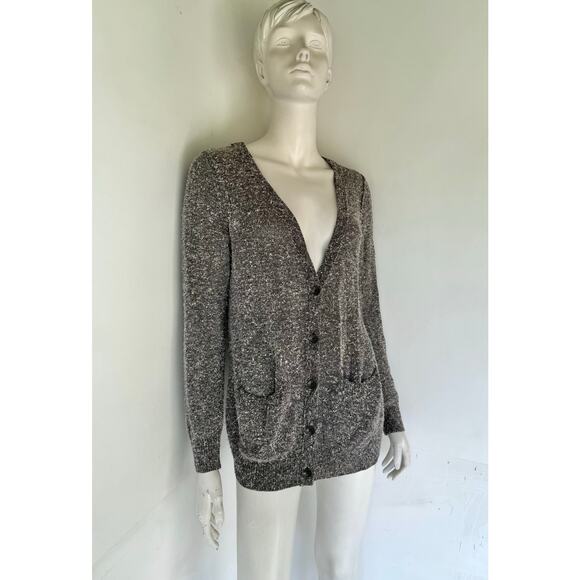 RAG & BONE Gray Silk Blend V Neck Long Sleeve Cardigan M - Picture 7 of 8